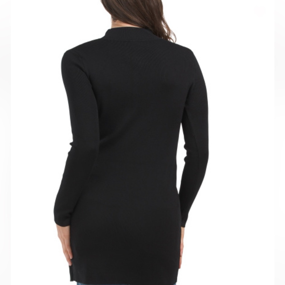 CABLE & GAUGE Black Mock Neck Zipper Tunic Sweater - Picture 2 of 3